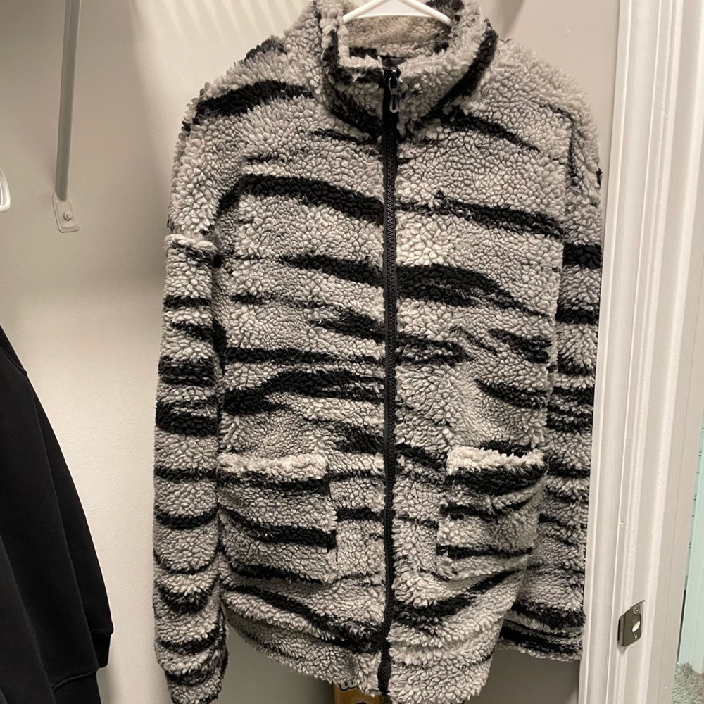 Striped Fleece Teddy Jacket